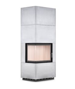 HOXTER BLOX E75 Eckkamin mit Panorama-Eckverglasung und Betonverkleidung